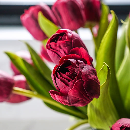 Real Touch Hybrid Tulip Bundle | Deep Red