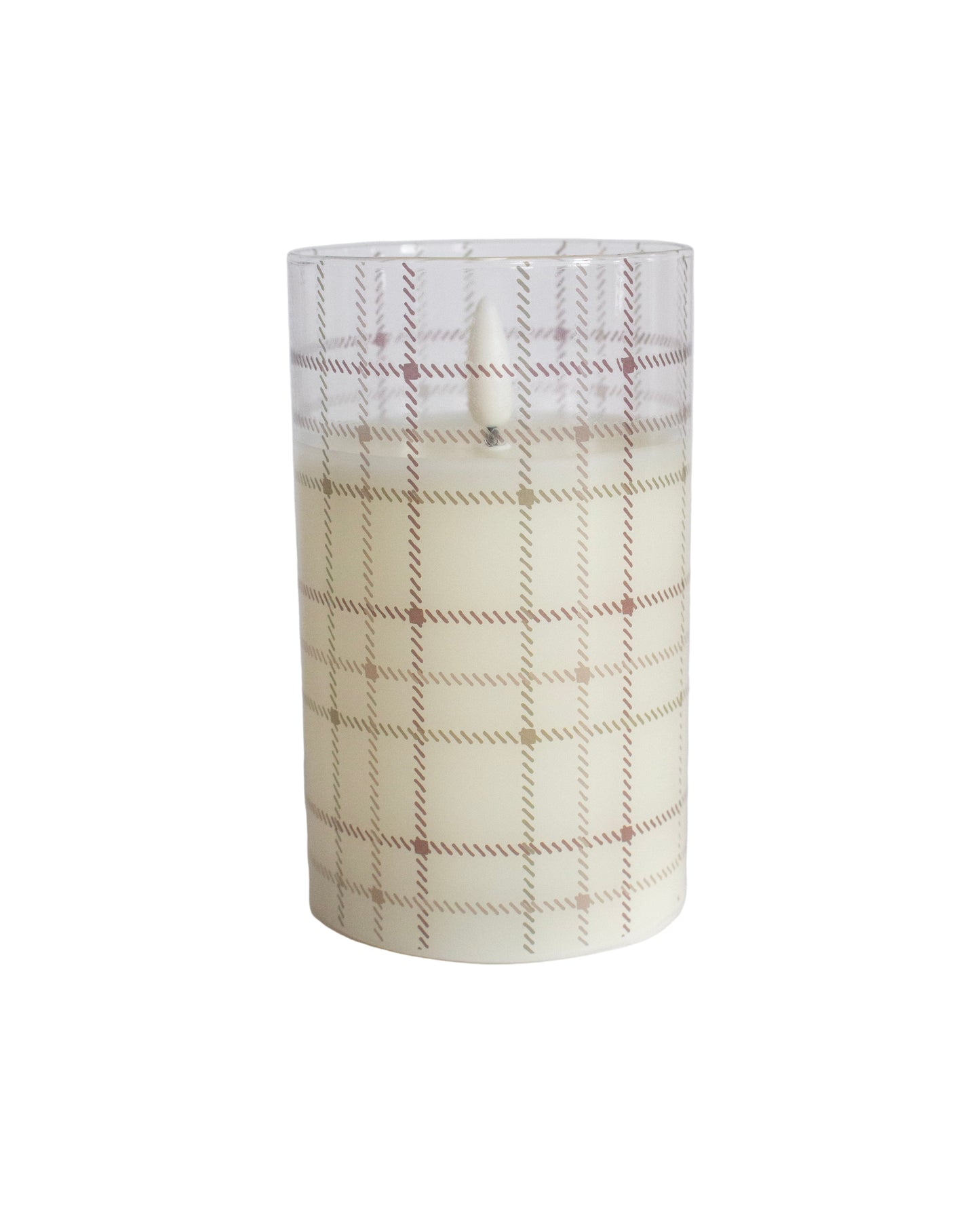 Plaid Glass Flameless Candle