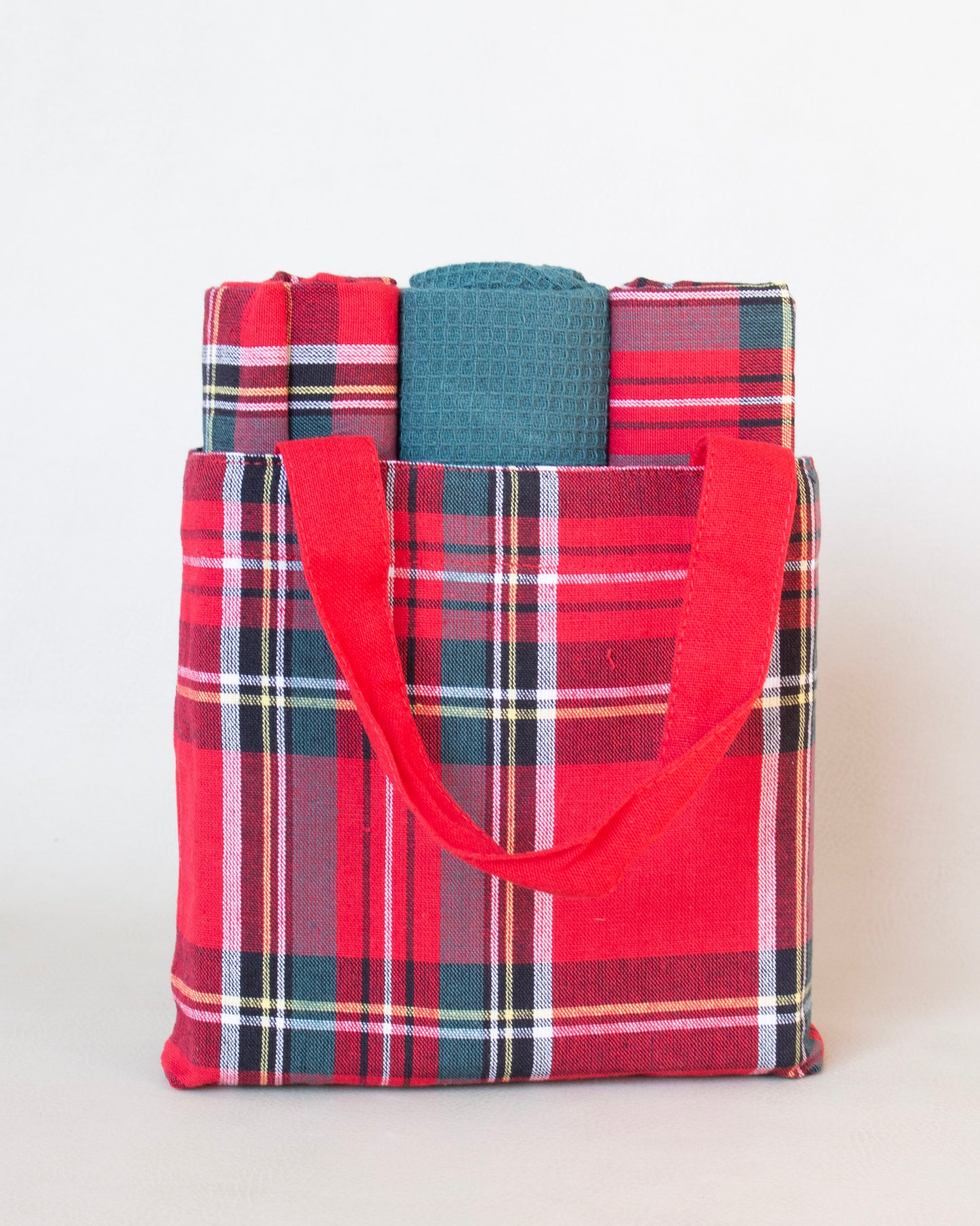 Tartan Plaid Tree Towel Set with Bag