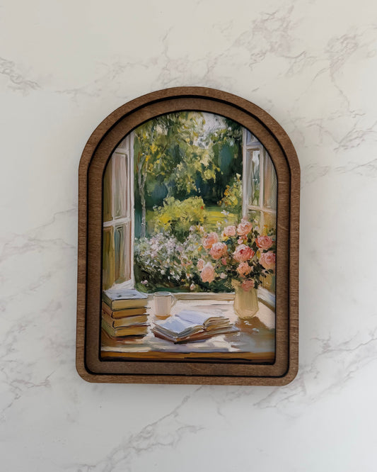 Spring Window Arched Framed Decor