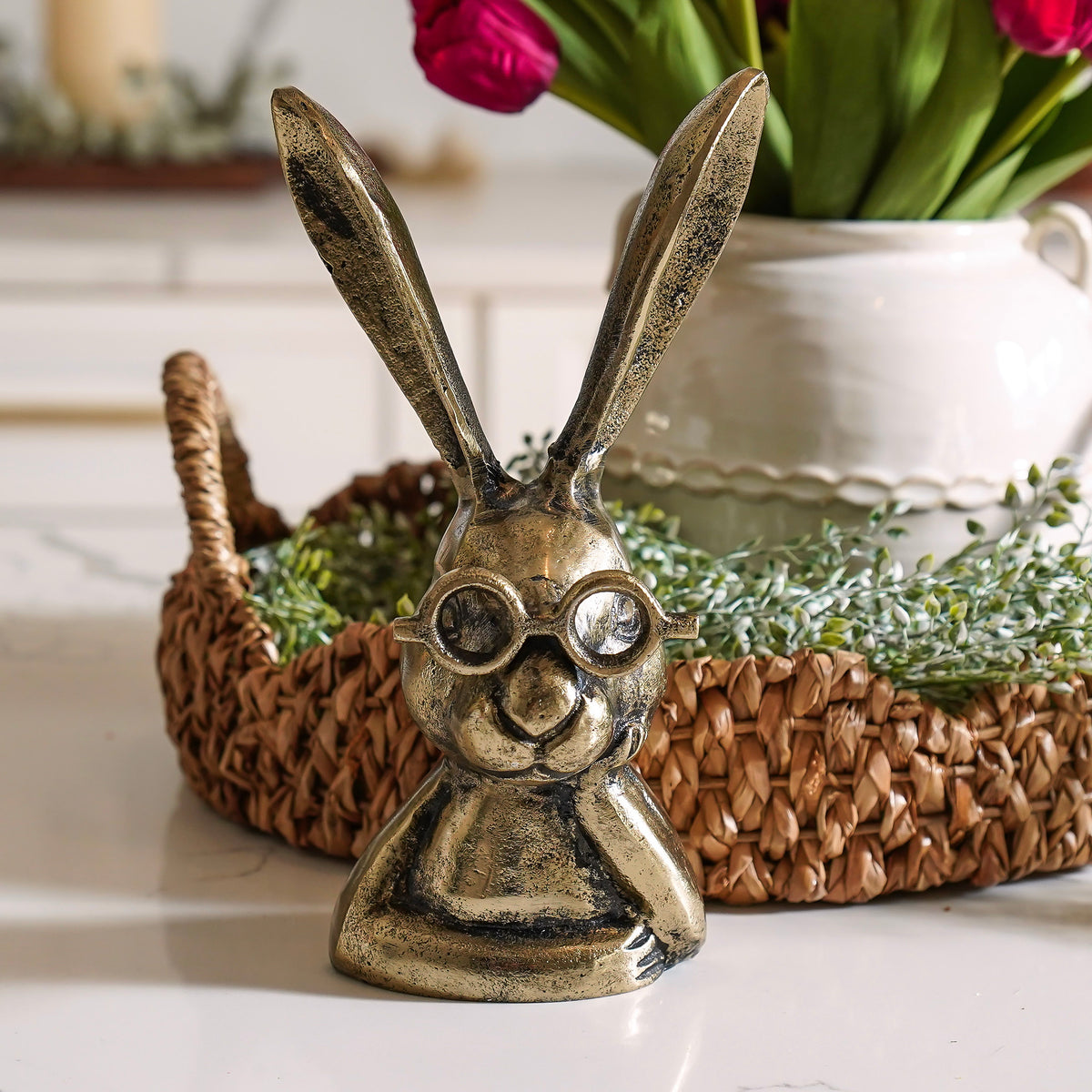 Studious Brass Rabbit | Gold Metal