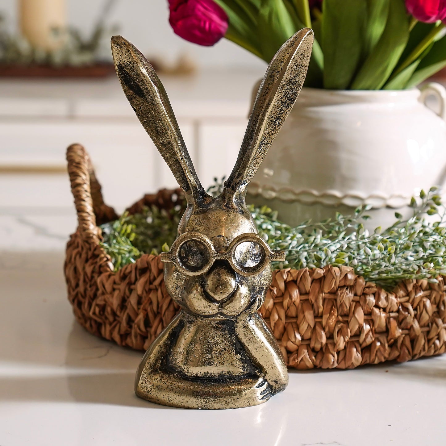 Studious Brass Rabbit | Gold Metal