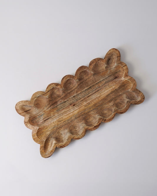 Careen Scalloped Wood Tray