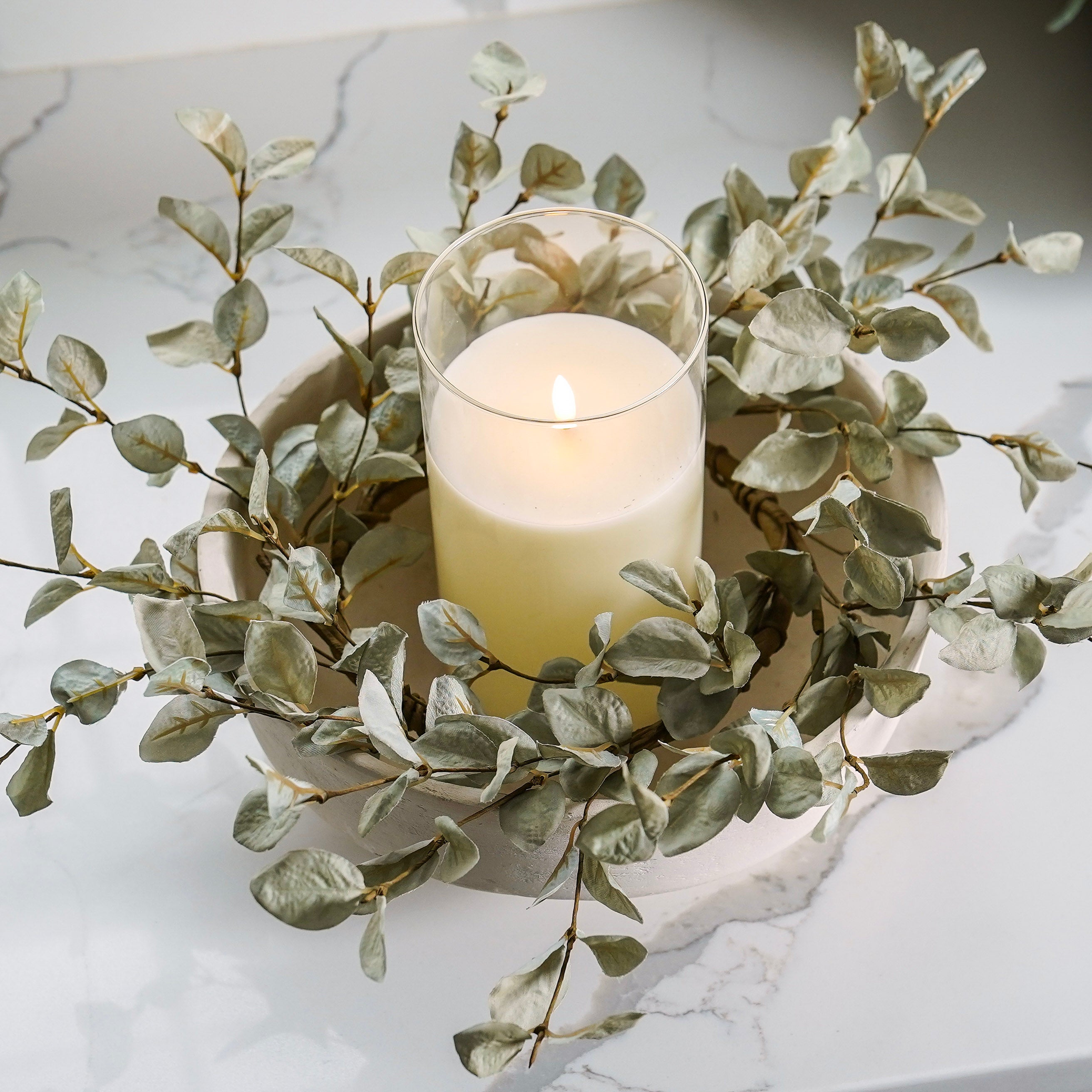 Light Green Eucalyptus Candle Ring | Large