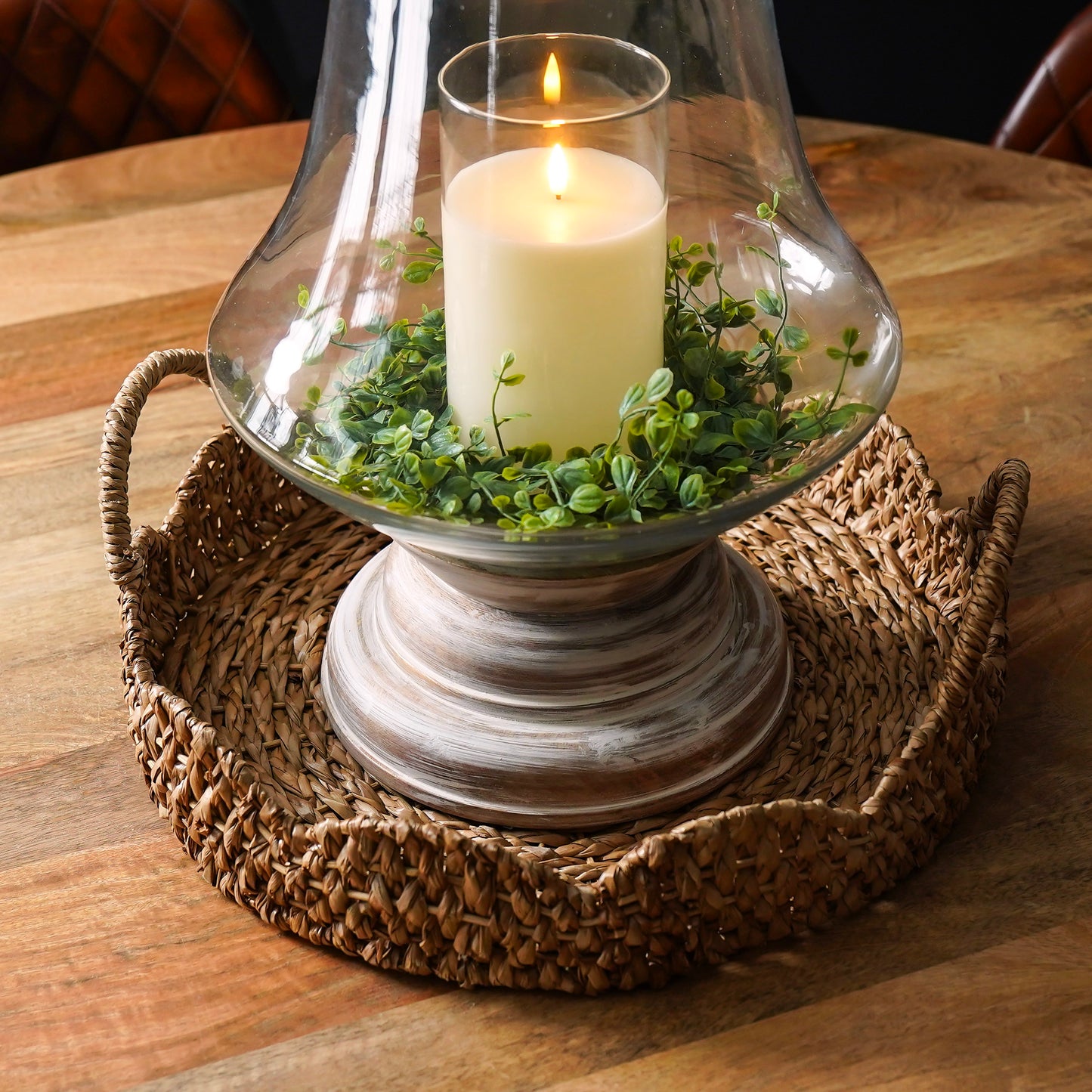 Camilla Glass and Wood Hurricane