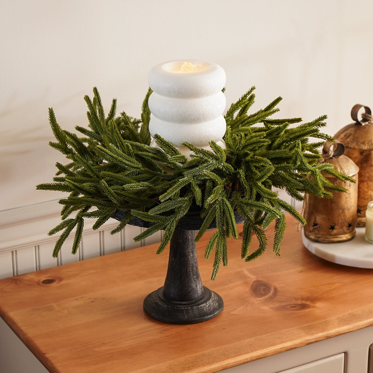 Real Touch Blissful Norfolk Pine Wreath | Small