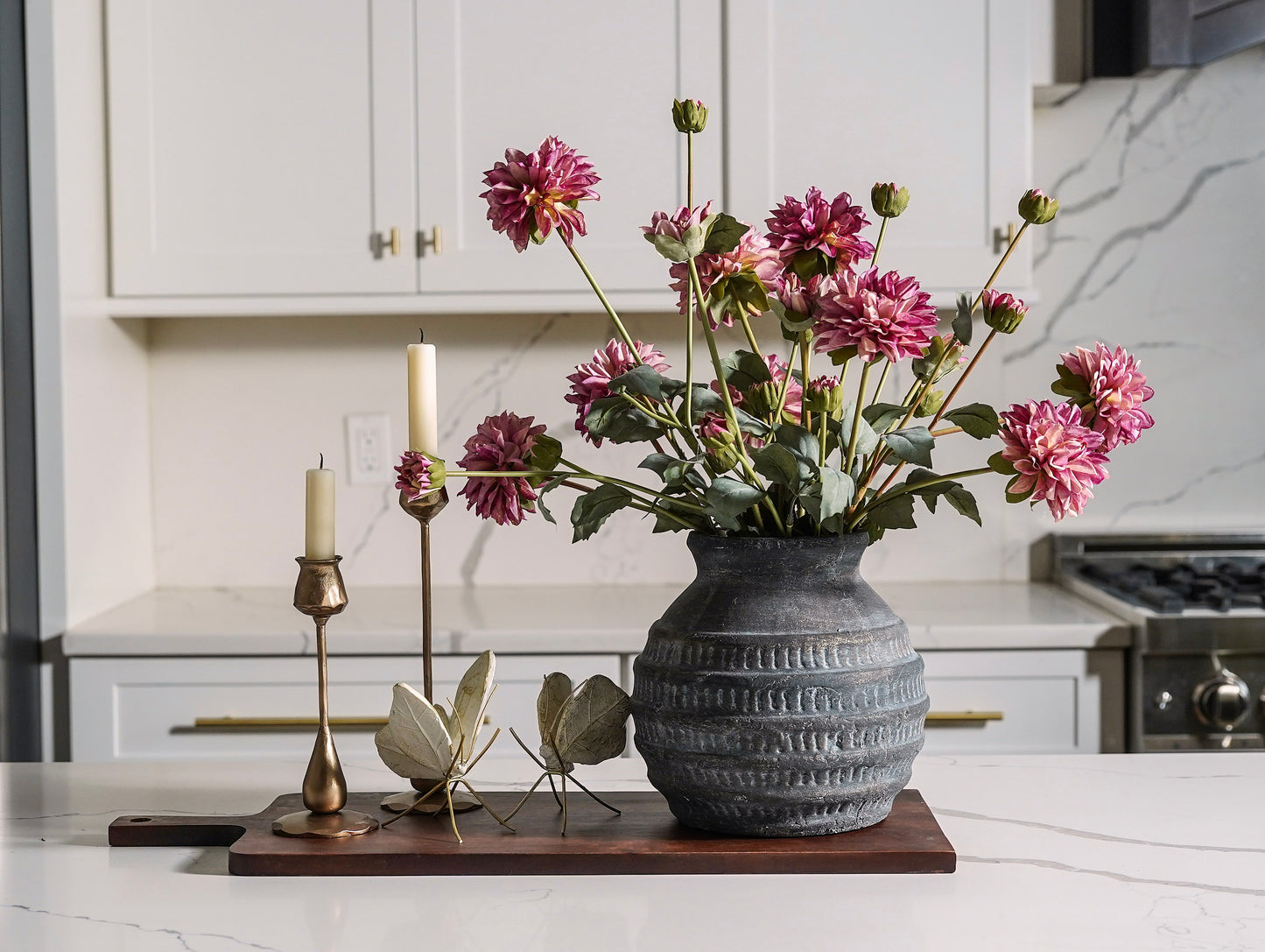 Dried Faux Dahlia Bunch | Purple