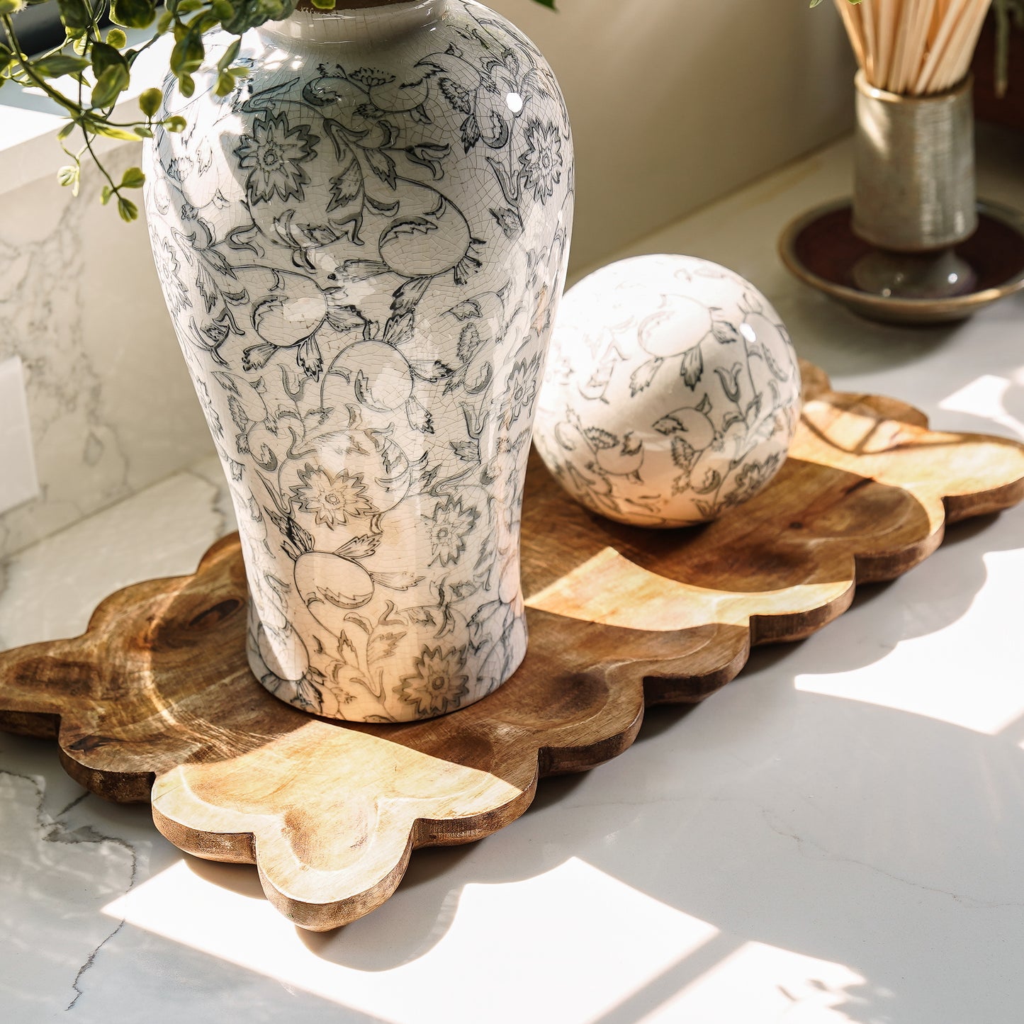 Careen Scalloped Wood Tray