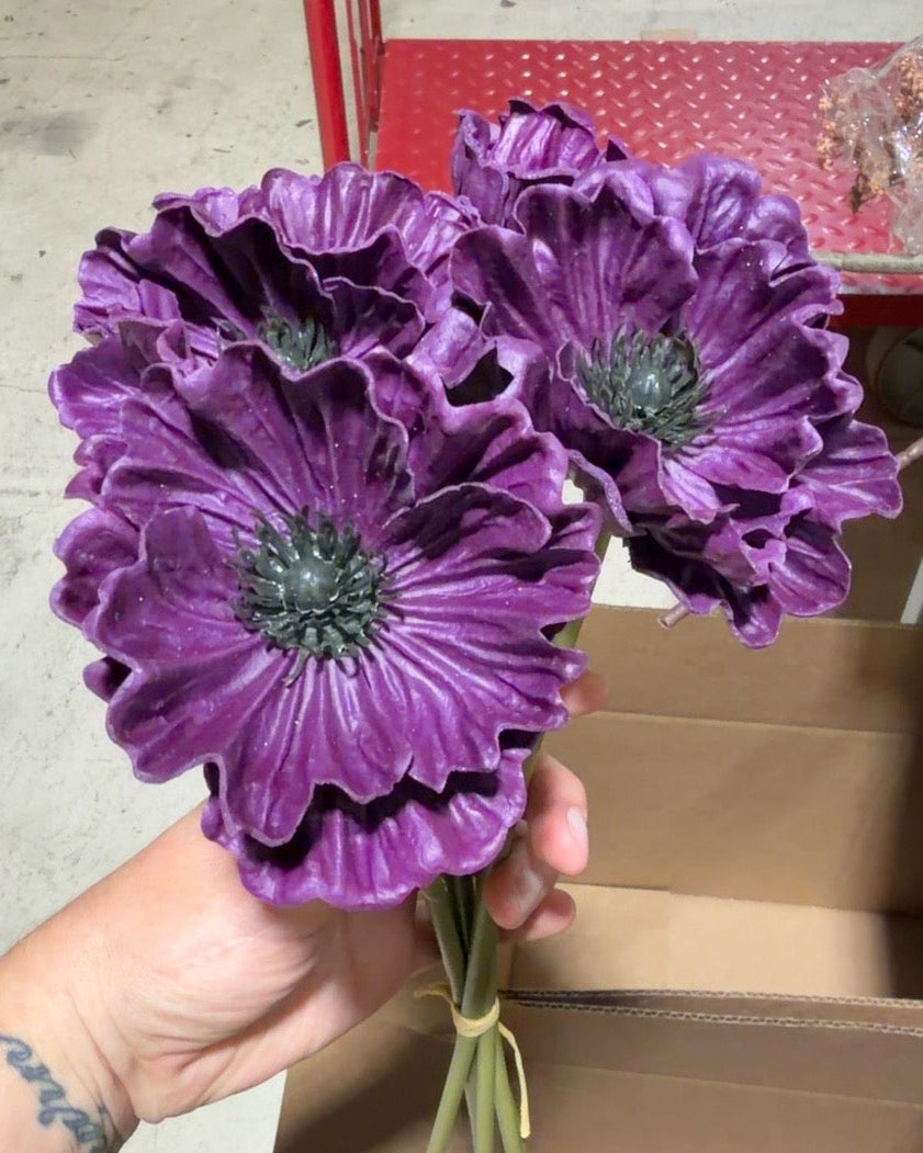 Autumn Plum Real Touch Poppy Bundle