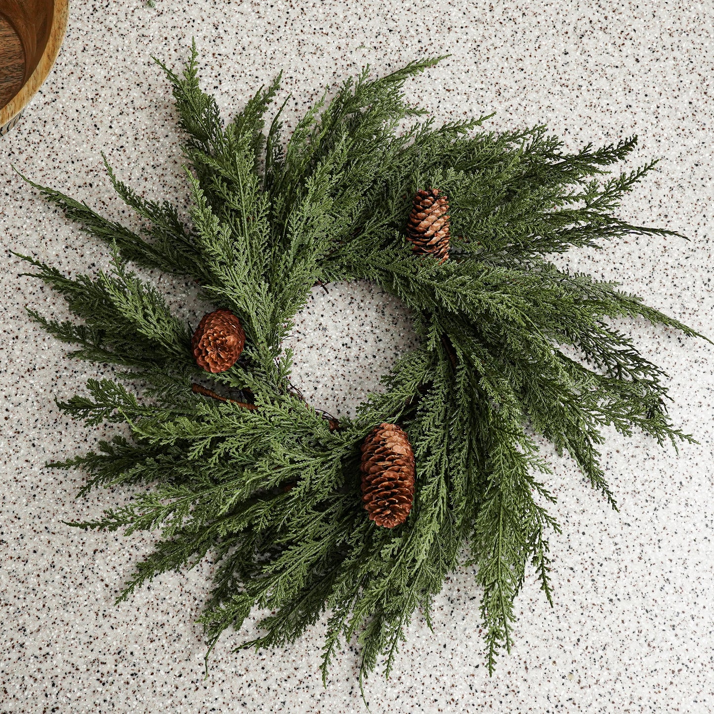 Real Touch Cedar and Pinecone Small Wreath