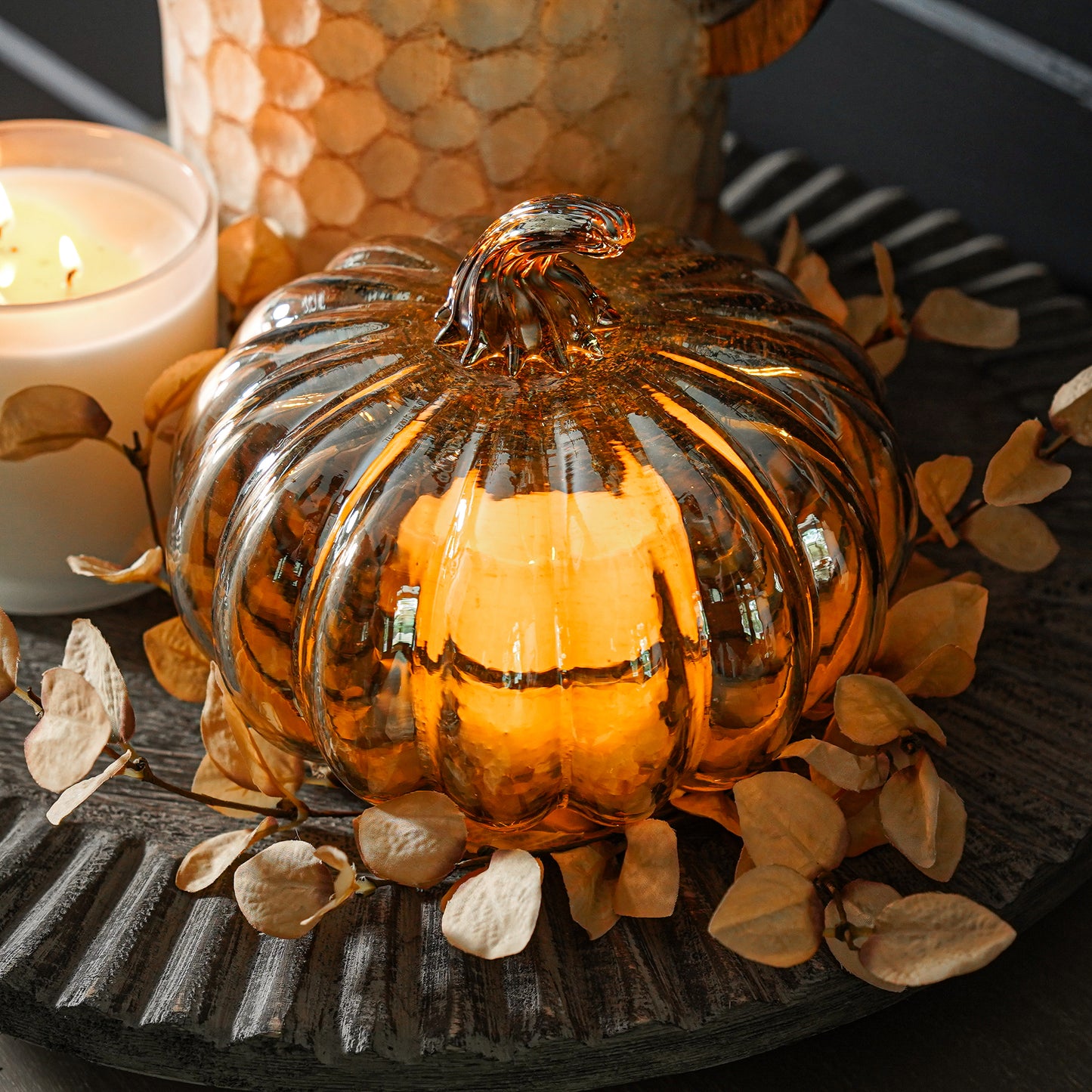 Beige Eucalyptus Candle Ring | Small
