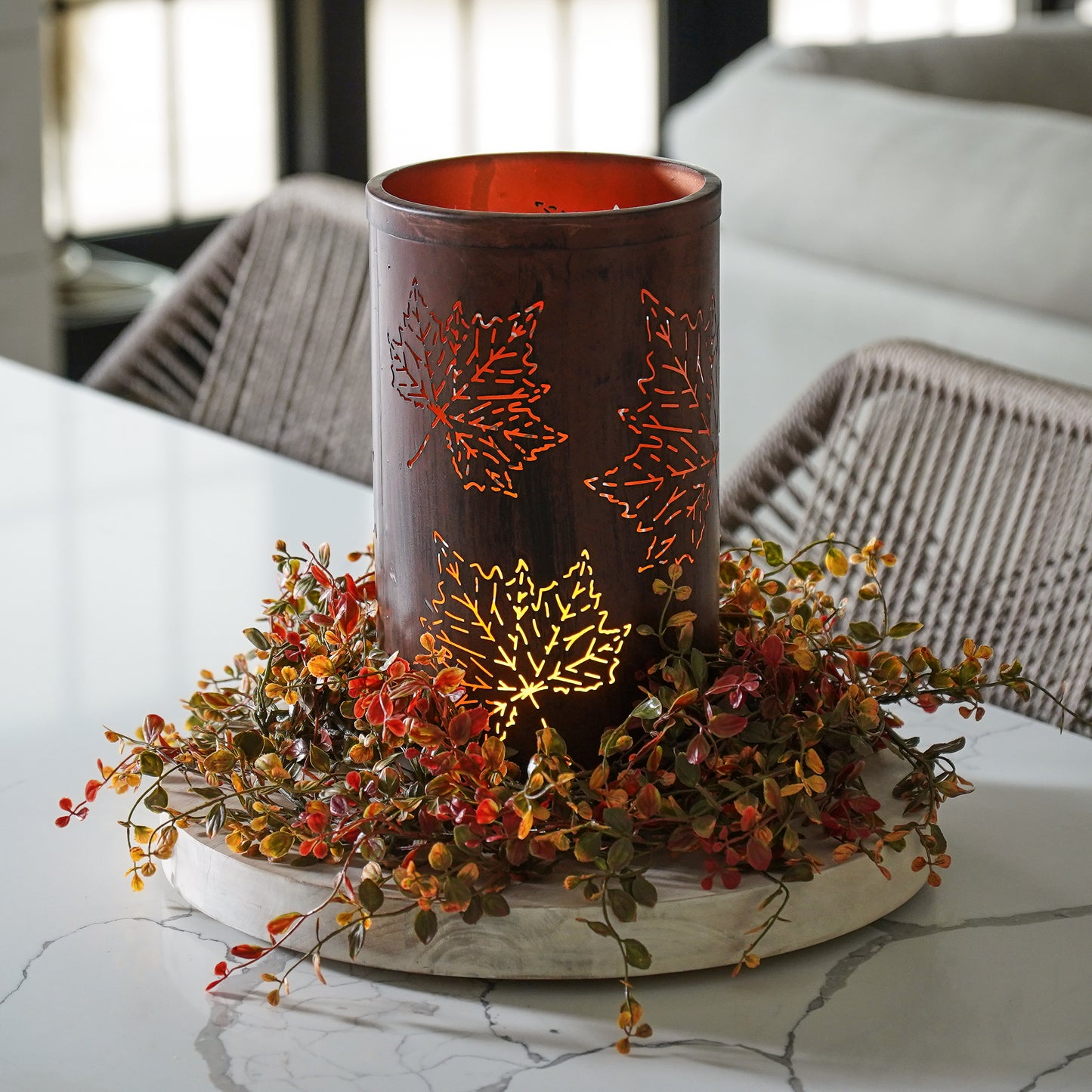 Rustic Fall Metal Candle Holder
