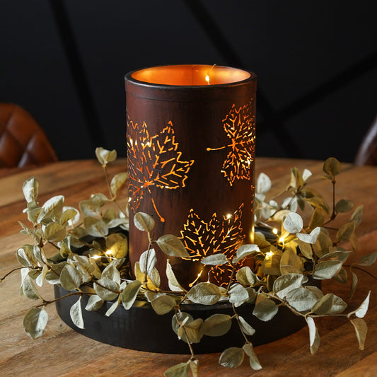 Rustic Fall Metal Candle Holder
