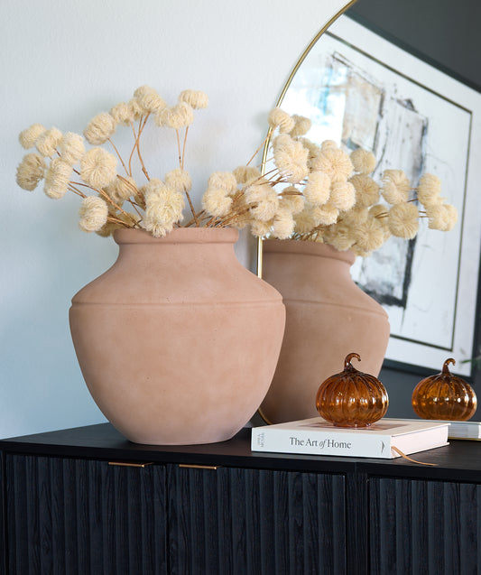 Axel Oversized Clay-Style Vase | Round Decorative Vessel
