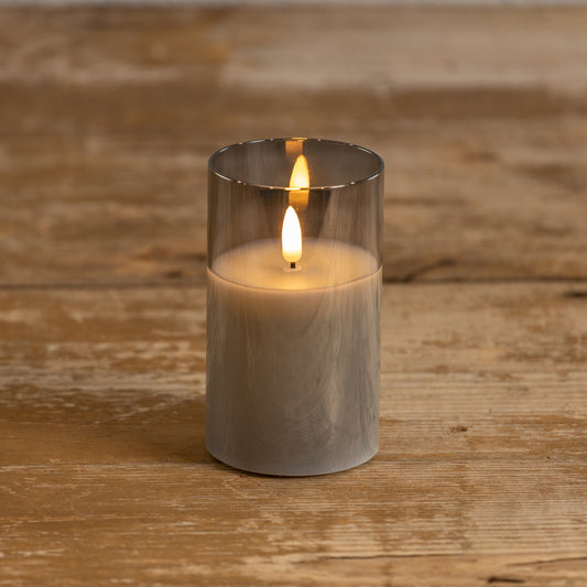 Grey Glass Flameless Candle