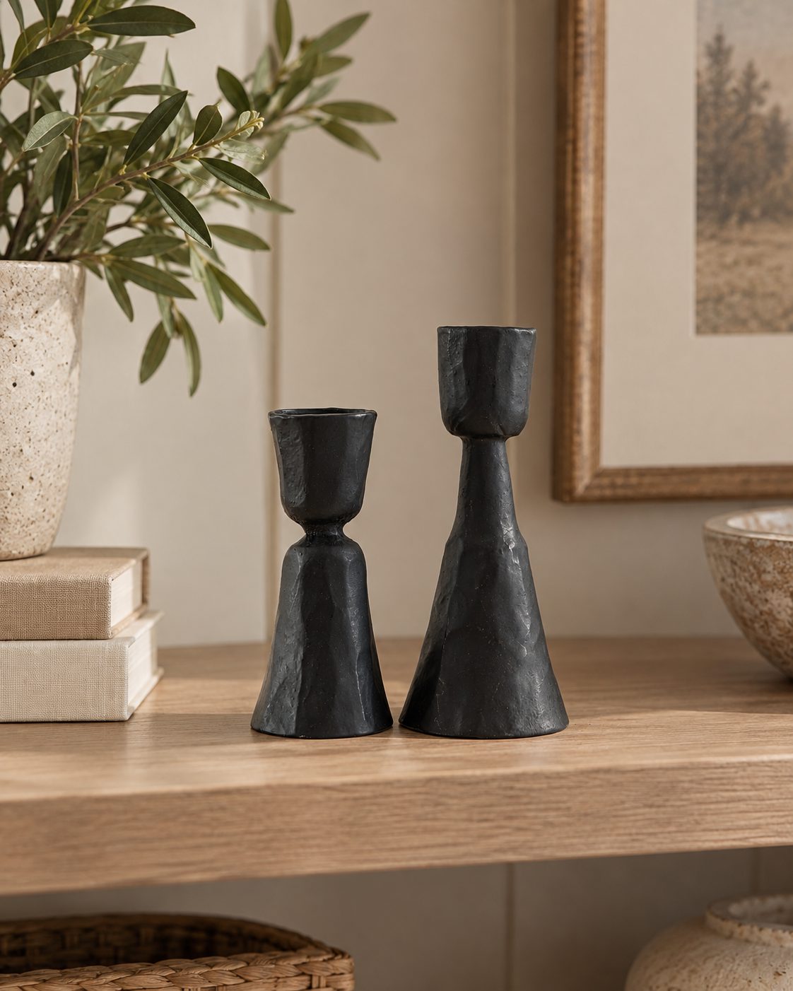 Black Taper Candle Holder | Set of 2