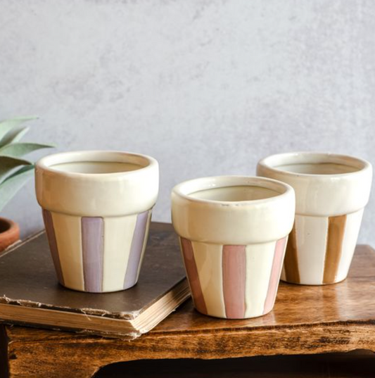 Charlotte Striped Ceramic Planter