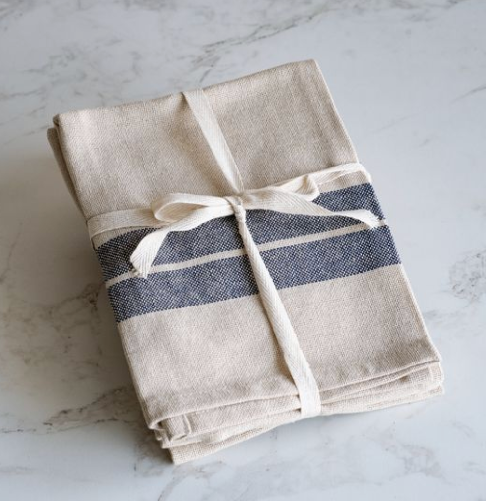 Blue Stripe Cotton Kitchen Towel | Set of 2