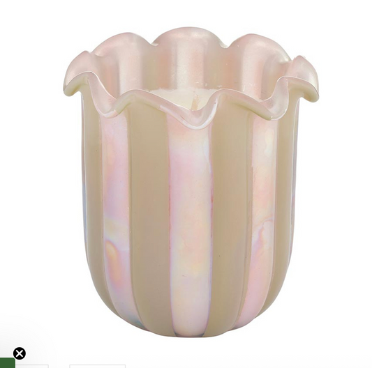 Blush Scallop Candle | Cashmere Linen