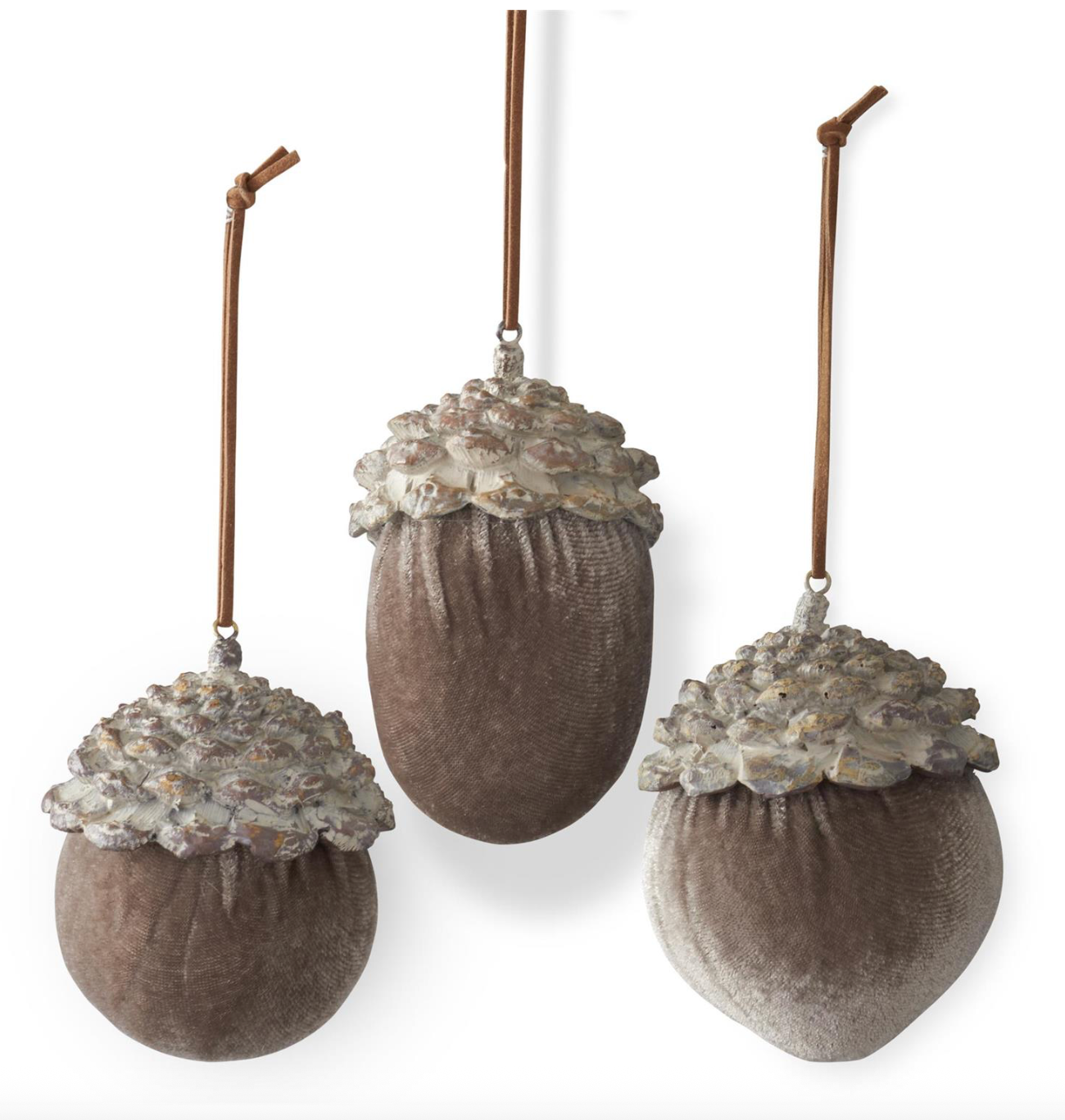 Velvet Acorn Ornaments | Set of 3