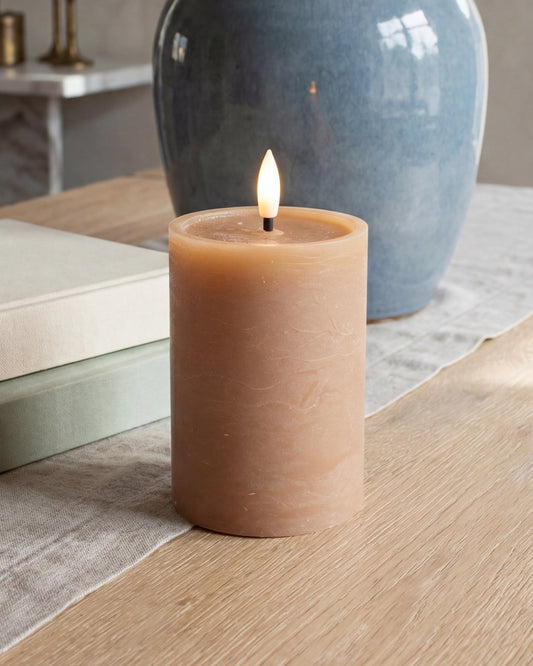 Taupe LED Pillar Candle | 4" x 3"