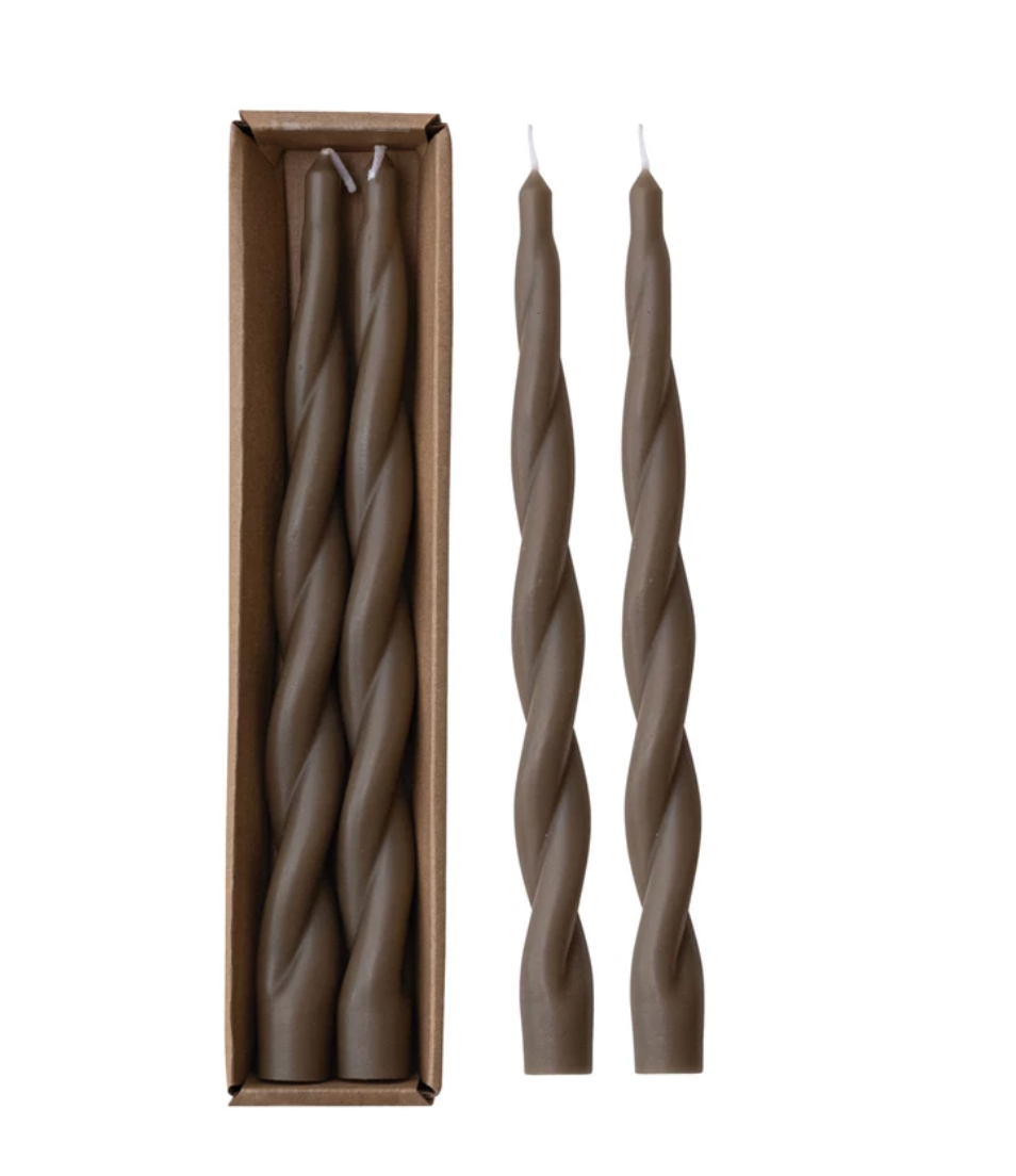 Brown Twisted Candle Set