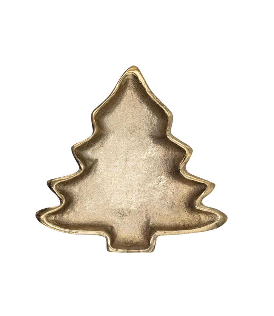 Antique Gold Christmas Tree Decorative Dish