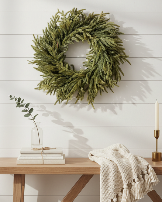 Real Touch Blissful Norfolk Haven Wreath