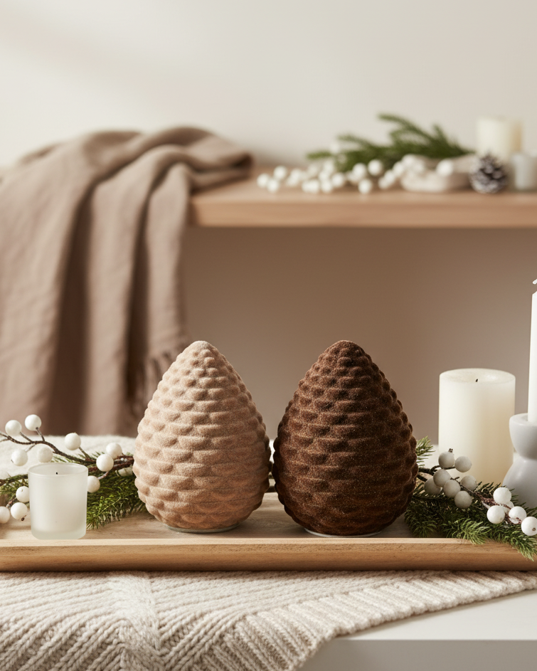 Flocked Pinecone Accent | Large