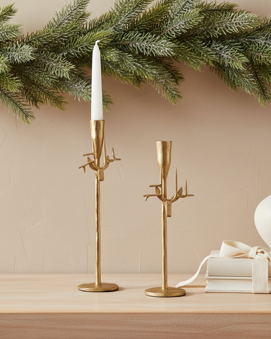 Gold Deer Candle Holder Set