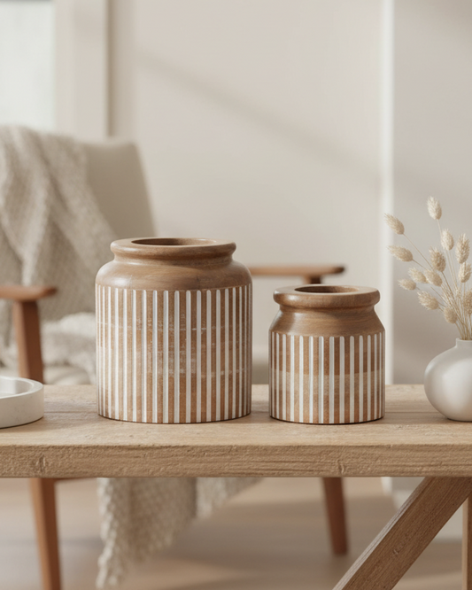 Rowan Carved Wood Vase