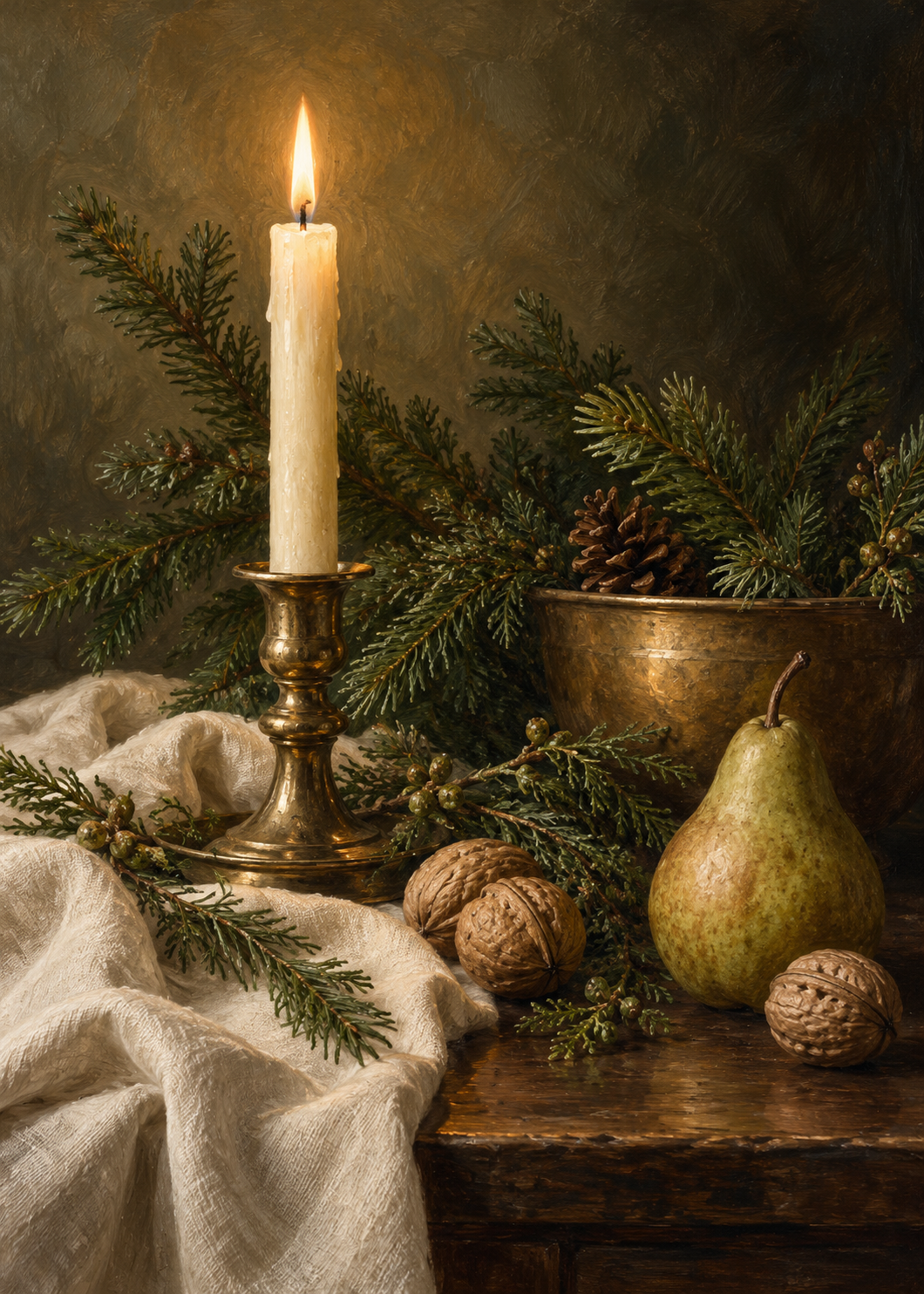 Christmas Candlelight holiday art print — frame sold separately