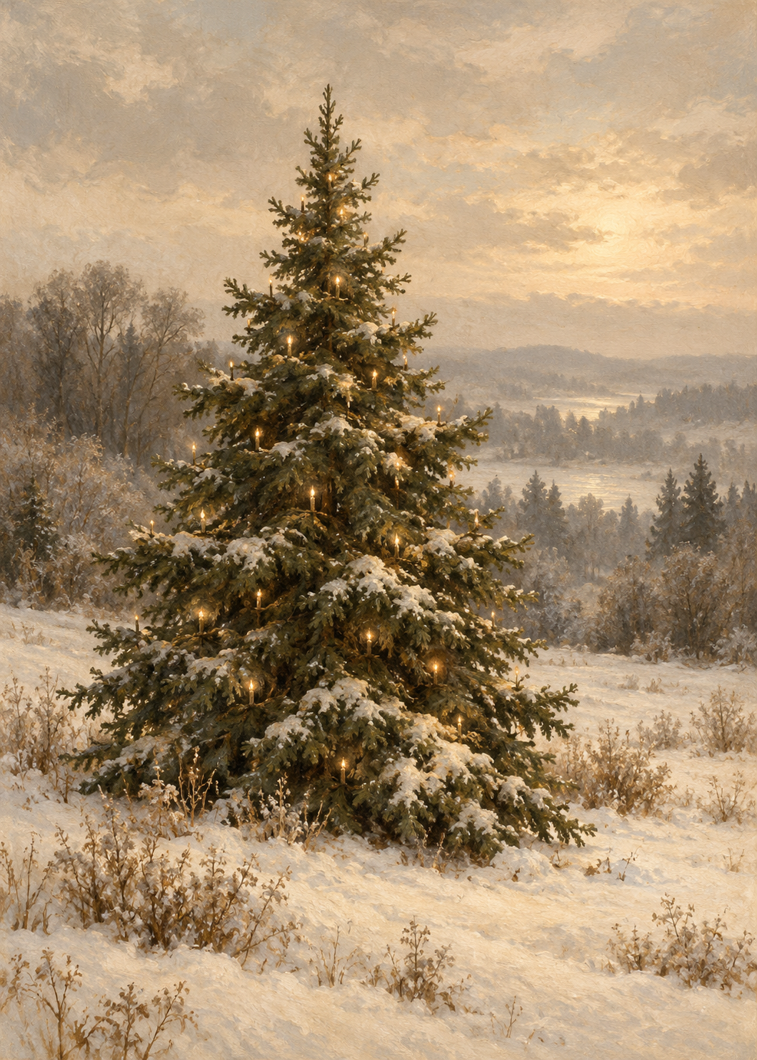 Evergreen holiday art print — frame sold separately