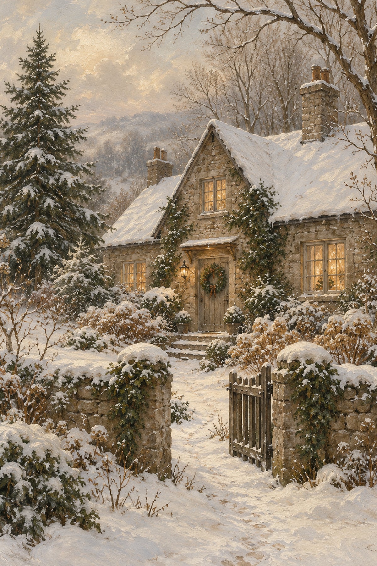 Winter Cottage art print — 4 × 6 inches — frame sold separately