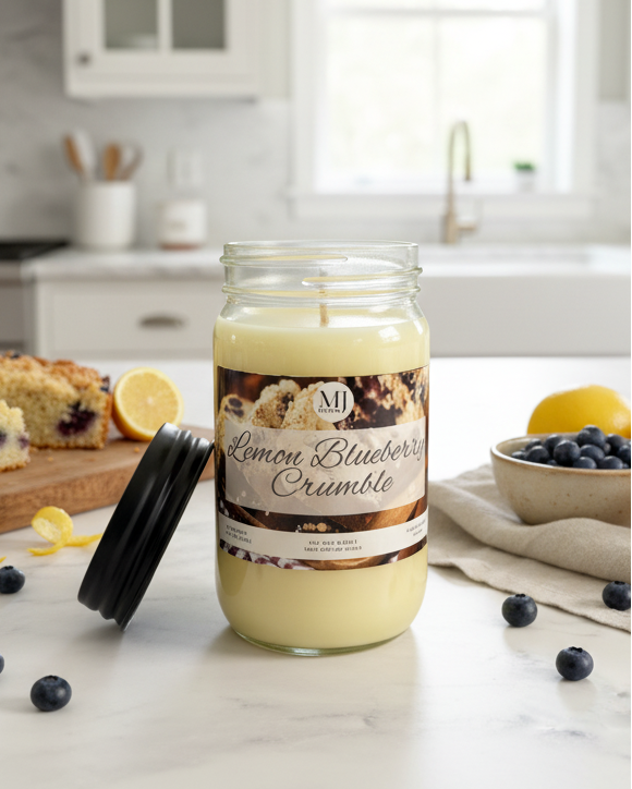 Lemon Blueberry Crumble | Mason Jar Soy Candle