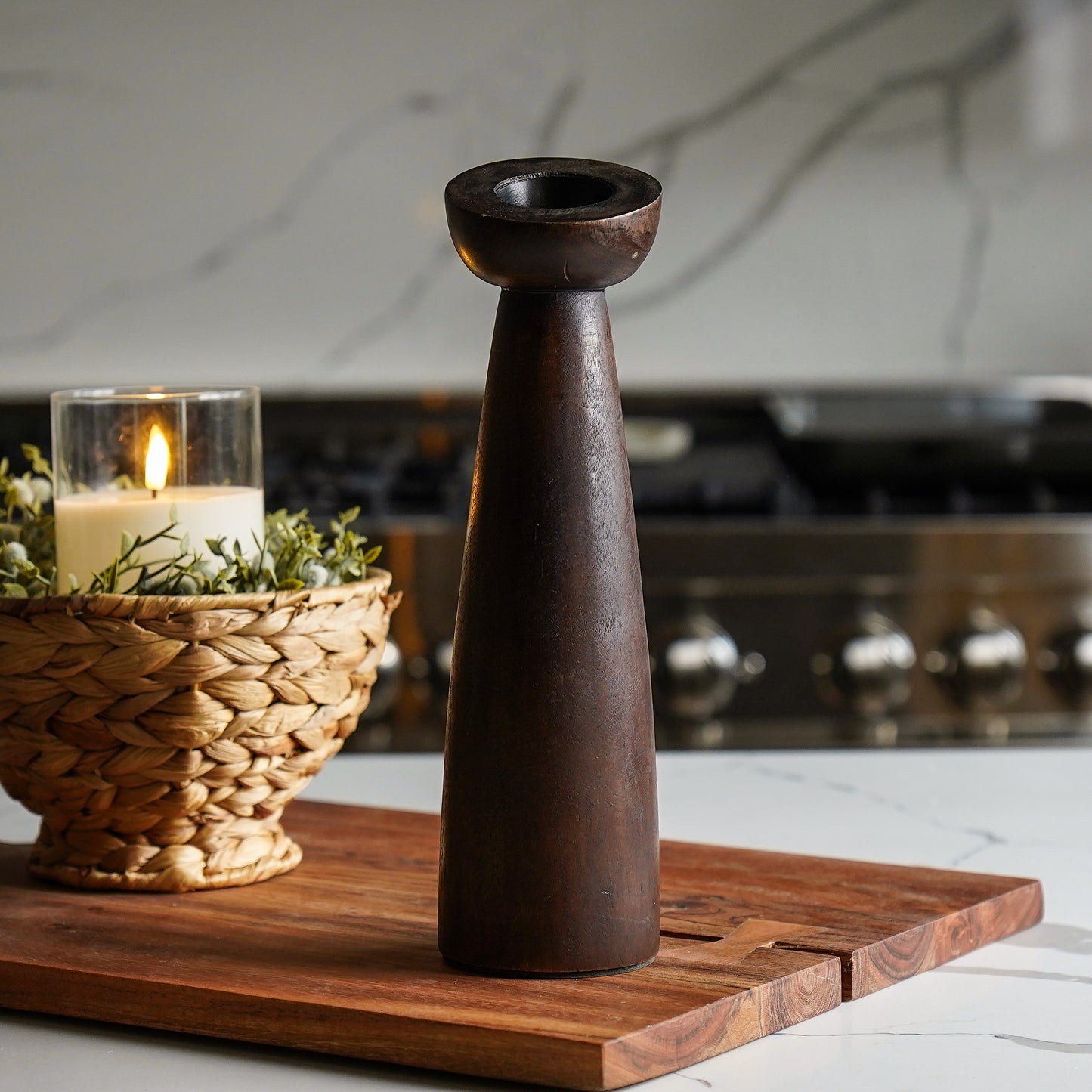 Solid Wood Candle Holder | Large