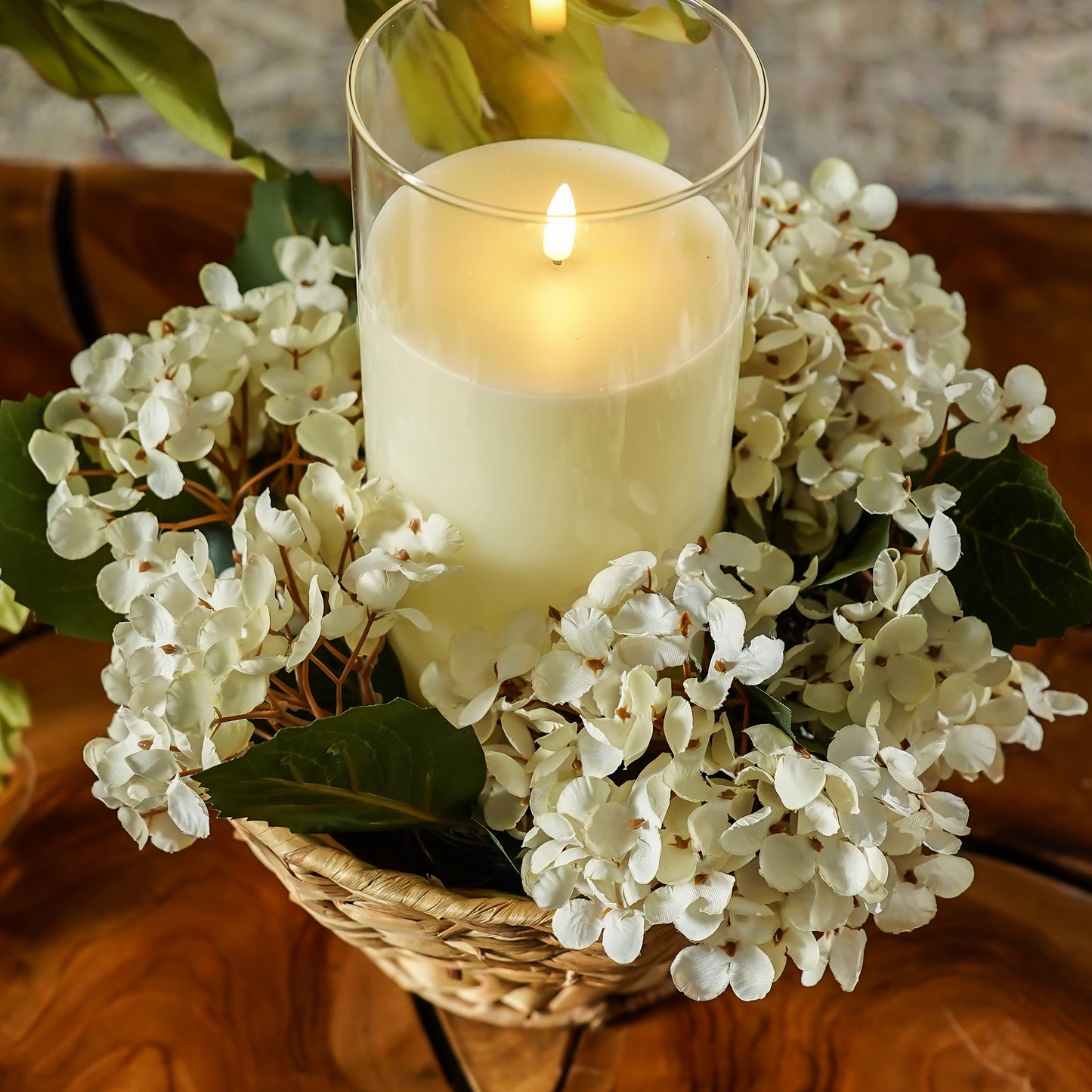 Cream Hydrangea Candle Ring