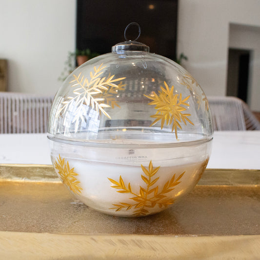 Etched Gold Snowflake Ornament Candle