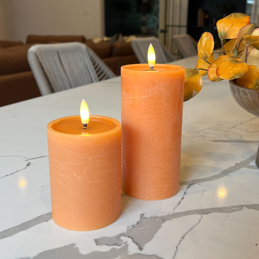 Orange LED Pillar Candle | 3" x 6"