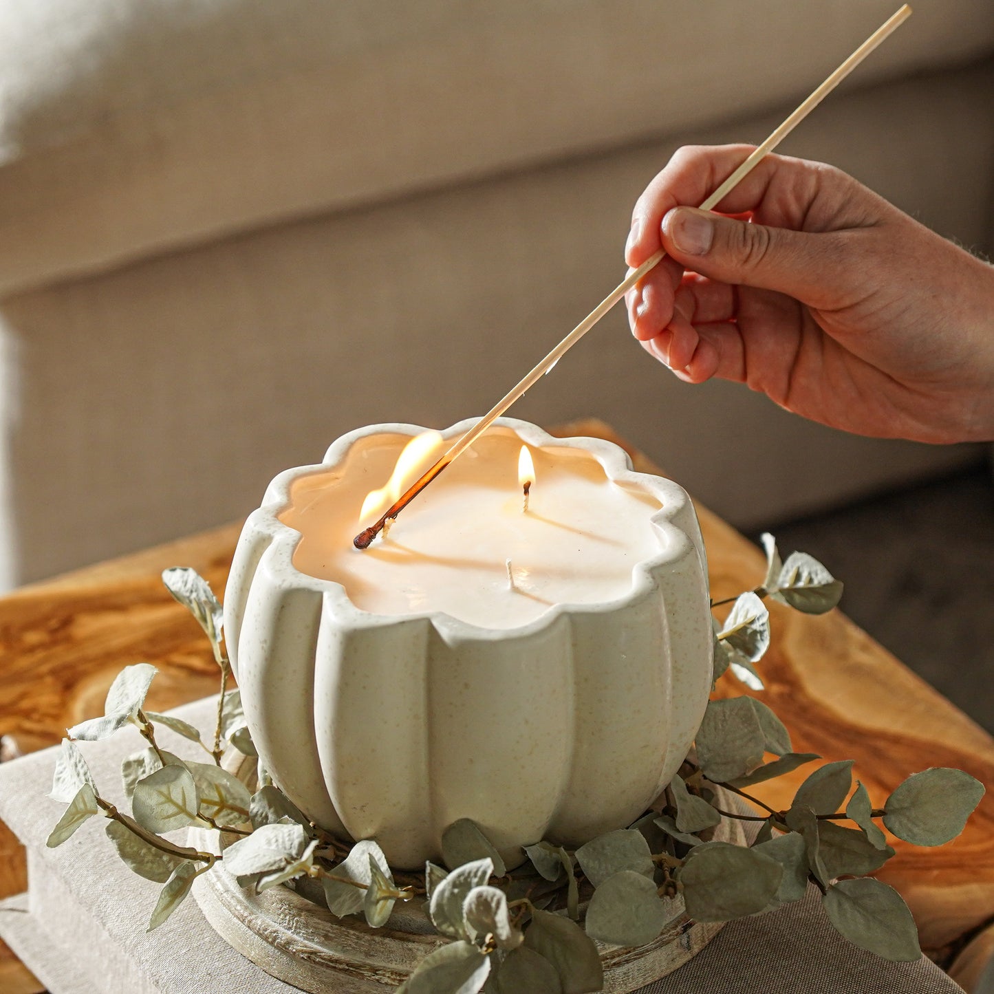 Ceramic Pumpkin Jar Candle | Large