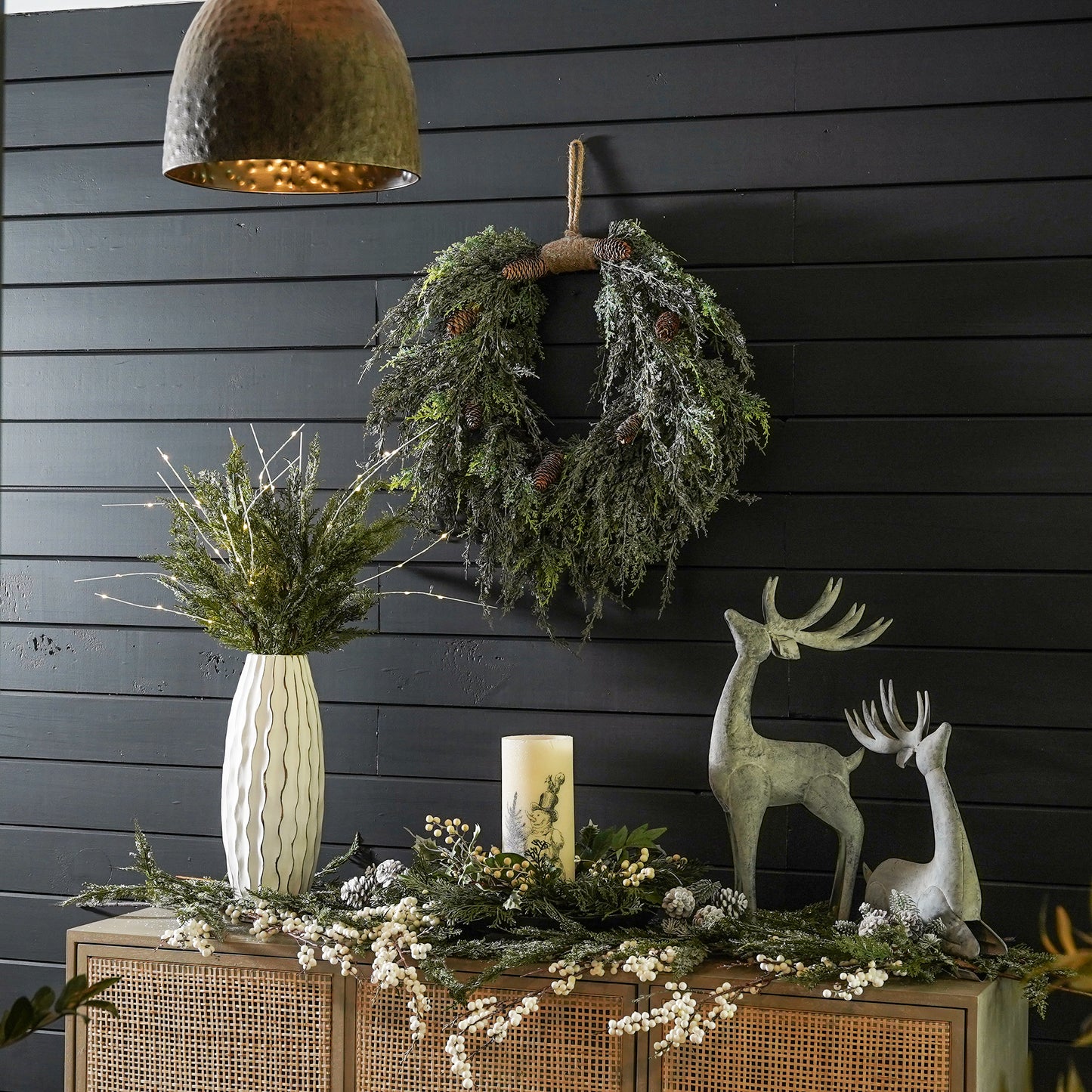 Flocked Fir and Pinecone Stem