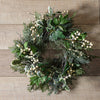 Mixed Greenery and Cream Berry Wreath