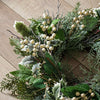 Mixed Greenery and Cream Berry Wreath