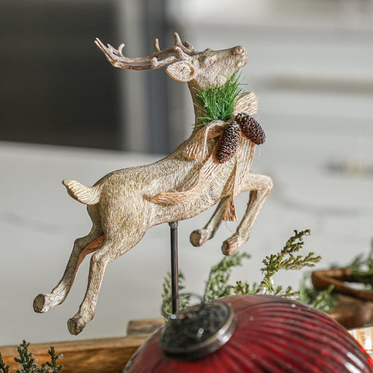 Resin Jumping Reindeer | Set of 2 Holiday Figures