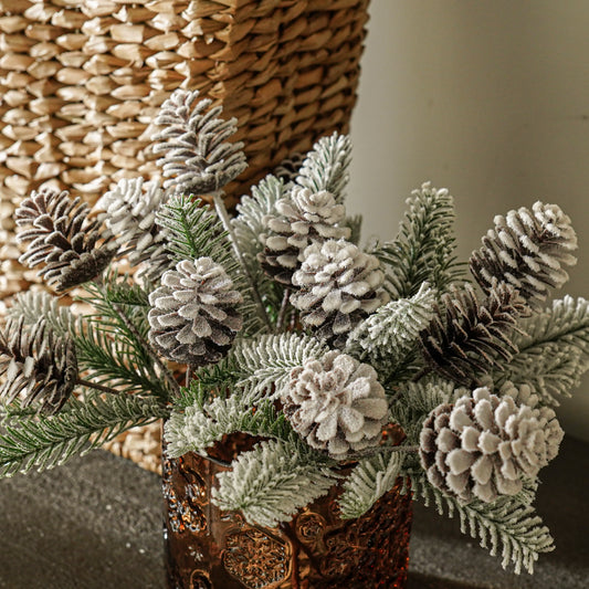 Flocked Fir and Pinecone Stem