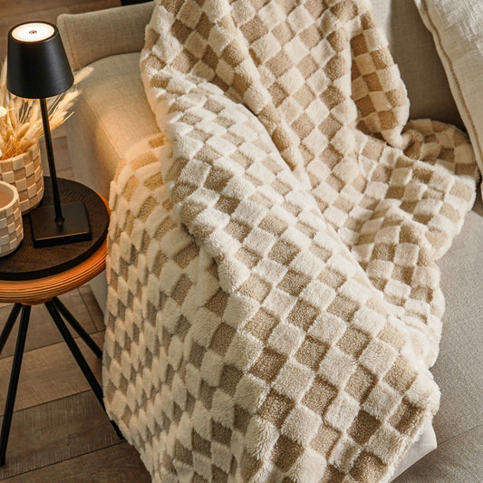 Luxury Checkered Boucle Throw