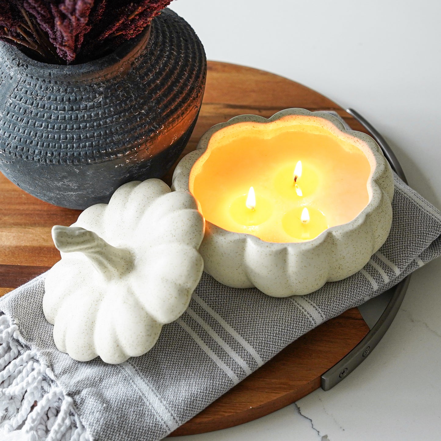 Pumpkin Jar Candle with Lid | Small