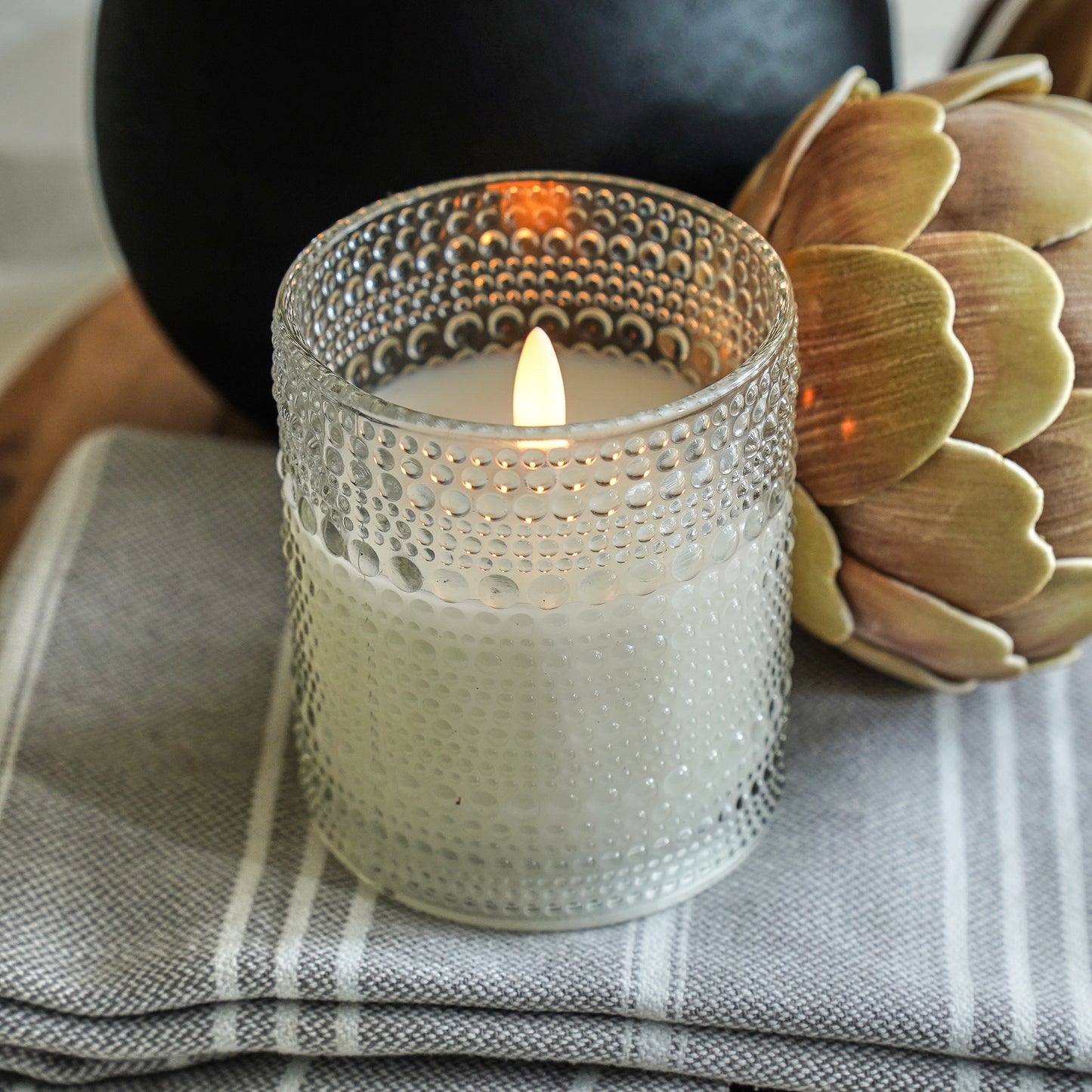 Depression Glass Flameless Candle