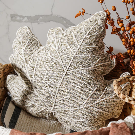 Cotton Tweed Leaf Pillow