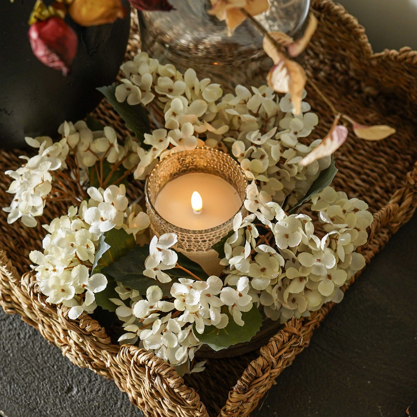 Cream Hydrangea Candle Ring